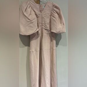 Elegant Pink Puff Sleeve Dress